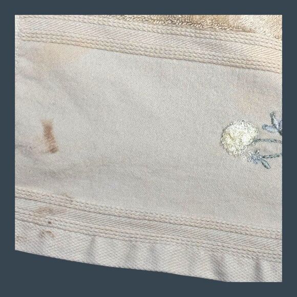 Home Spa Embroidered Floral Bath Towel Portugal Set Of 7 Cotton Beige READ - Picture 7 of 10